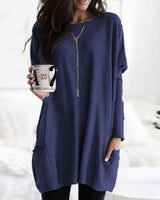Sabina | Modischer Langer Damenpullover in Blau