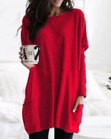 Sabina | Modischer Langer Damenpullover in Rot