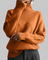 Susanne | Rollkragen Locker Geschnittener Pullover für Damen in Orange