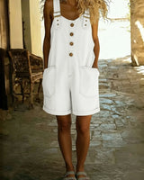 Entspanntes Shorts-Jumpsuit mit verstellbaren Trägern in Weiß