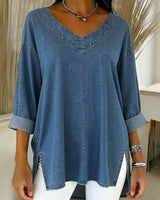 JESSICA | Lässiges V-Ausschnitt T-Shirt in Blau