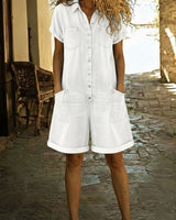 Lässiger Damen Kurz-Overall in Weiß