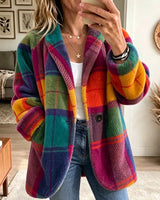 Noralia – Mehrfarbiger Karierter Mantel in Regenbogen