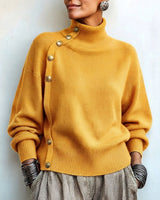 Lylian – Langarmpullover Mit Rollkragen Und Knopfleiste in Gelb