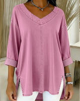 JESSICA | Lässiges V-Ausschnitt T-Shirt in Rosa