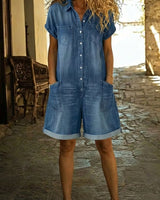 Lässiger Damen Kurz-Overall in Blau