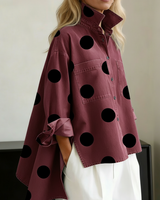 Shayner – Langärmliges Jeanshemd Mit Polka Dots Und Knopfleiste in Rot
