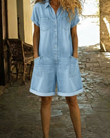 Lässiger Damen Kurz-Overall in Hellblau