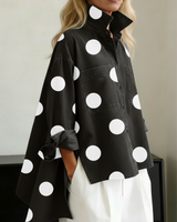 Shayner – Langärmliges Jeanshemd Mit Polka Dots Und Knopfleiste in Schwarz
