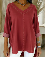 JESSICA | Lässiges V-Ausschnitt T-Shirt in Rot