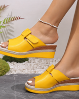 Ottilie | Damen Orthopädische Komfort Sandalen Mit Keilabsatz in Zitronengelb