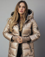 Damen Wintermantel | Langer Schnitt | Warm gefüttert & wasserabweisend in Roségold