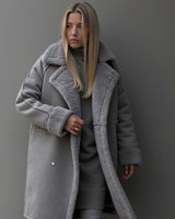 Heleyna | Wintermantel aus Wildleder in Grau
