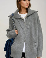 Oversized Offener Kragen-Cardigan in Grau