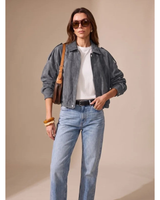 Palina | Damen Oversized Jacke mit knöpfen und Reißverschluss in Grau