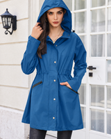 Wasserdichter Damenparka mit Kapuze und verstellbarem Bund – Vérane in Blau
