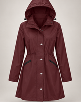 Wasserdichter Damenparka mit Kapuze und verstellbarem Bund – Vérane in Rot