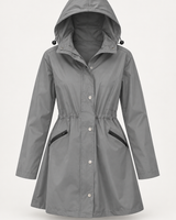 Wasserdichter Damenparka mit Kapuze und verstellbarem Bund – Vérane in Grau