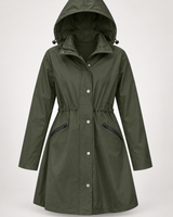 Wasserdichter Damenparka mit Kapuze und verstellbarem Bund – Vérane in Grün