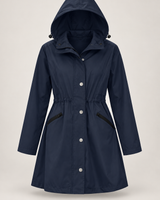 Wasserdichter Damenparka mit Kapuze und verstellbarem Bund – Vérane in Marineblau