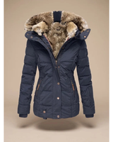 Patricia | Damen Puffer Winterjacke mit Kapuze und Angenehmer Form in Blau