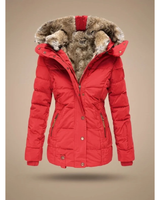 Patricia | Damen Puffer Winterjacke mit Kapuze und Angenehmer Form in Rot