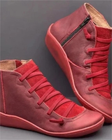 Paulina | Damen Orthopädische Stiefeletten Mit Reißverschluss in Rot