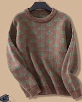 Paulina | Damen Pullover mit Weihnachtsbaum Muster und Langarm Stil in Braun