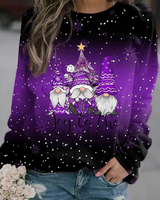 Pauline | Damen Weihnachtspullover mit Druck, Ausschnitt und Langarm in Lila