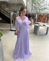 Paya | Damen Midikleid V-Ausschnitt Elegant Feminin in Violett