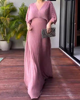 Paya | Damen Midikleid V-Ausschnitt Elegant Feminin in Rosa