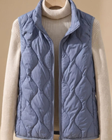 Pella | Damen Weste mit Stehkragen, Taschen und Muster in Dunstblau