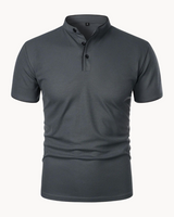 Percival | Herren Poloshirt mit Stehkragen Kurzarm in Dunkelgrau