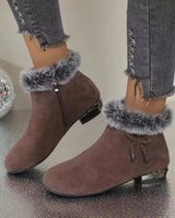Petra | Damen Orthopädische Gefütterte Wildleder Stiefeletten mit Kunstfell und Reißverschluss in Braun
