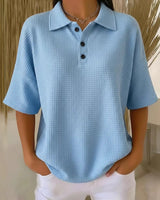 Bregje | Damen Poloshirt Kurzarm Relaxed Fit in Blau
