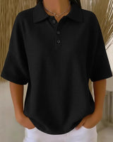 Bregje | Damen Poloshirt Kurzarm Relaxed Fit in Schwarz