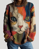 Petra | Damen Pullover mit Katzen Design in Mehrfarbig