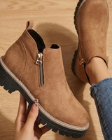 Philippa | Damen Orthopädische Stiefeletten mit Reißverschluss und Leoparden in Braun