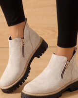 Philippa | Damen Orthopädische Stiefeletten mit Reißverschluss und Leoparden in Beige