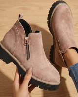 Philippa | Damen Orthopädische Stiefeletten mit Reißverschluss und Leoparden in Rosa