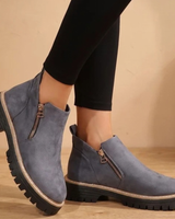 Philippa | Damen Orthopädische Stiefeletten mit Reißverschluss und Leoparden in Grau