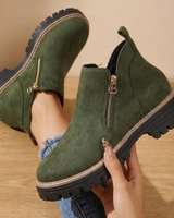Philippa | Damen Orthopädische Stiefeletten mit Reißverschluss und Leoparden in Grün