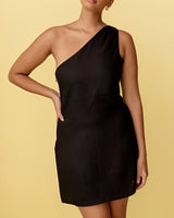 Juni | Elegantes kurzes Sommerkleid in Schwarz