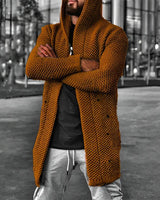 LÄSSIGER MITTELLANGER HERREN-STRICKCARDIGAN MIT KAPUZE - HOWARD in Braun