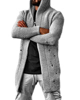 LÄSSIGER MITTELLANGER HERREN-STRICKCARDIGAN MIT KAPUZE - HOWARD in Grau