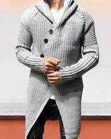 Lässige Strickjacke mit Kapuze aus langem Strick - MICHAEL in Grau