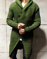 Lässige Strickjacke mit Kapuze aus langem Strick - MICHAEL in Grün