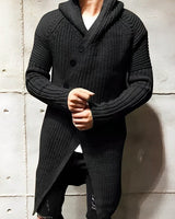 Lässige Strickjacke mit Kapuze aus langem Strick - MICHAEL in Schwarz