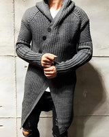 Lässige Strickjacke mit Kapuze aus langem Strick - MICHAEL in Dunkelgrau
