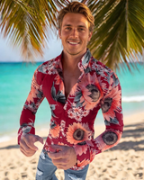 Denzel - Florales Langarmhemd in Rot